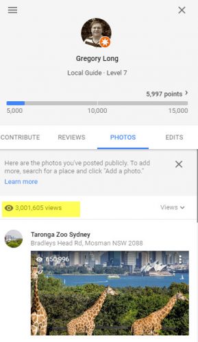 My #GoogleLocalGuide photos reach 3 million views on #GoogleMaps